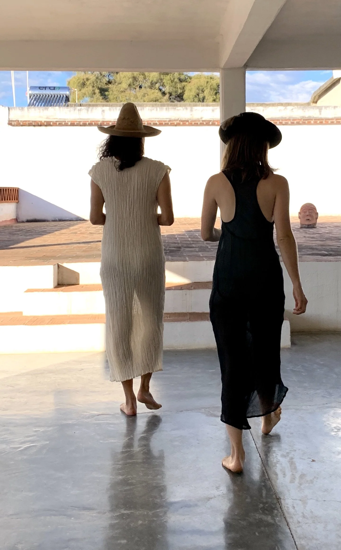 Mexchic cotton gauze dress tunic top pj's pajama sheer transparent wrinkles pleated lightweight loungewear one size unisex mexico fashion Oaxaca design shopping white cream black bath beach spa