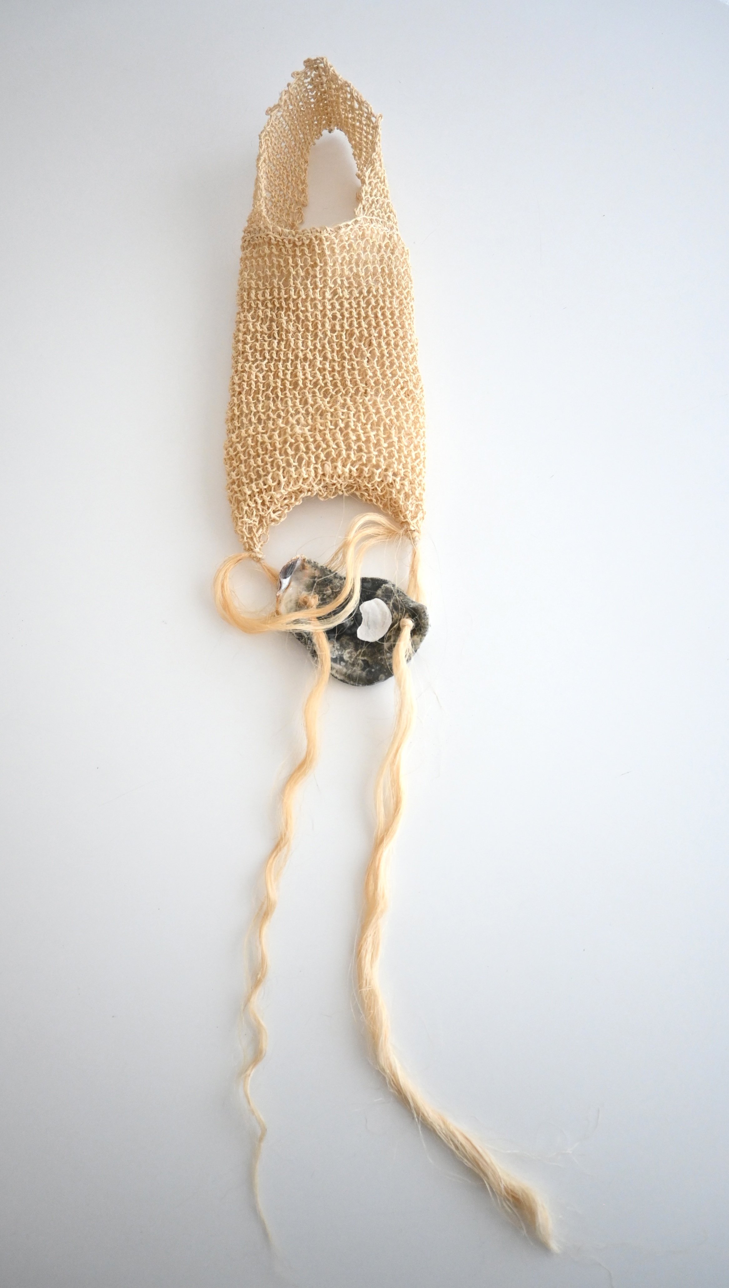 Piece 001 - Hand Knit Sanseveria Bag with Oyster Shell