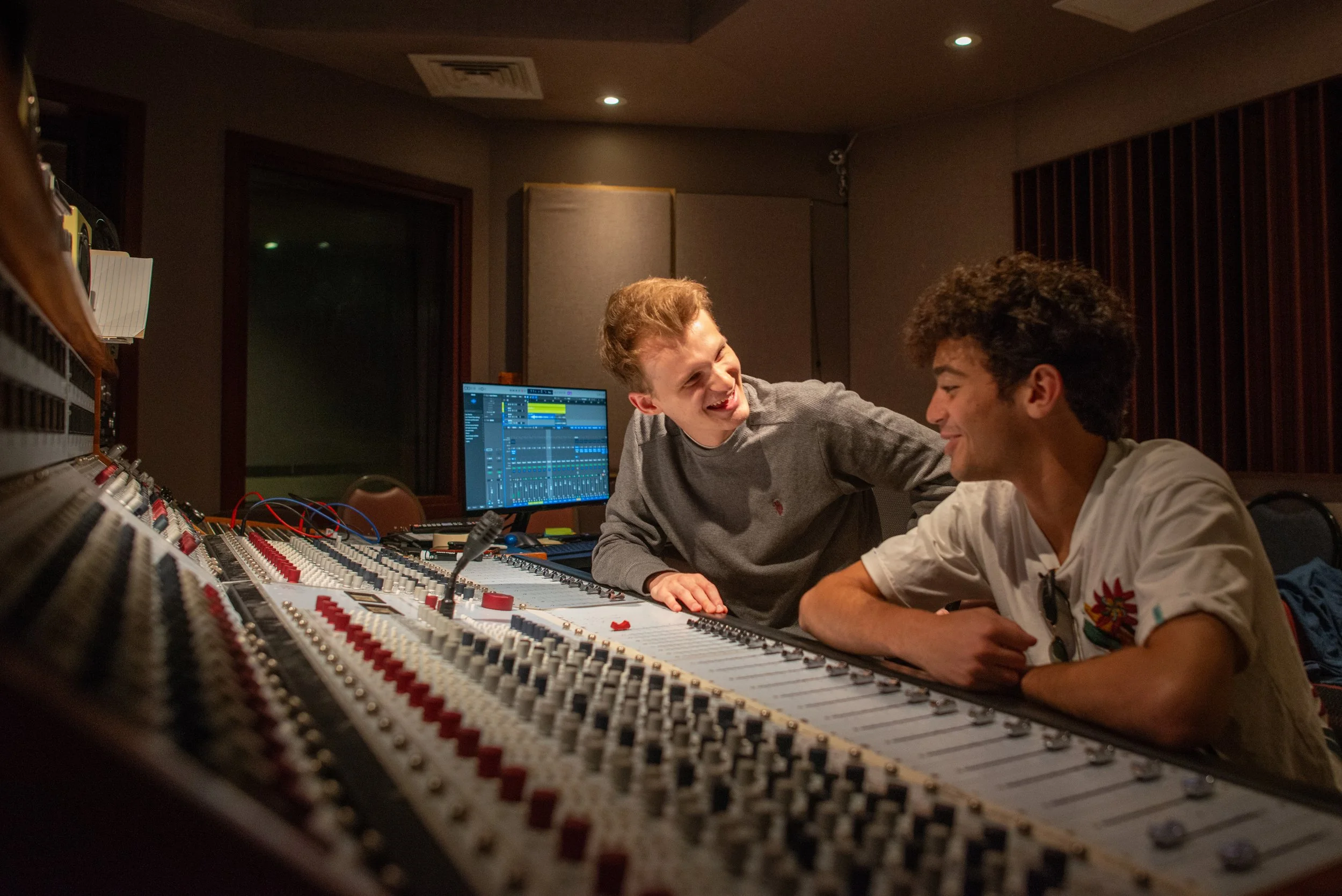 Students at Ohio University's music studio. Taken for Ohio University Communications and Marketing.