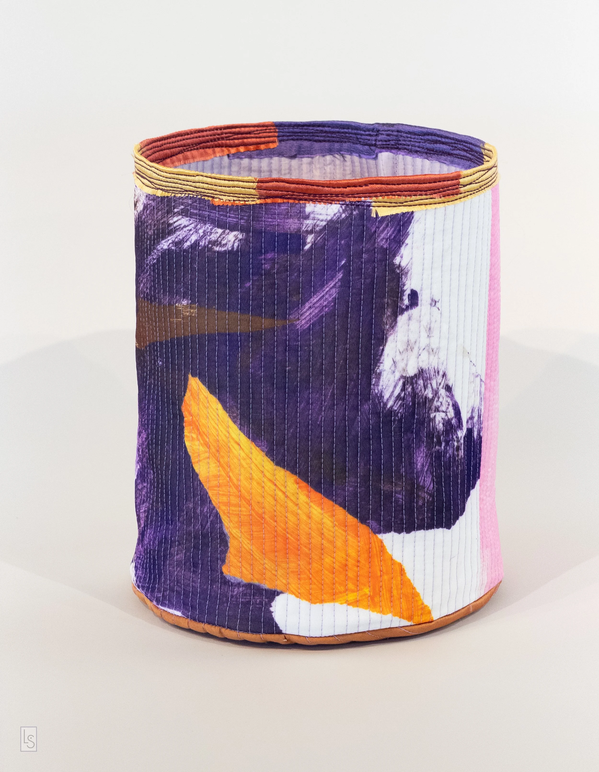 Cylindrical Vessel 4  • H: 9.75" Dia: 8" • Polyester (Mary Burk), Silk  • 2026 • $120