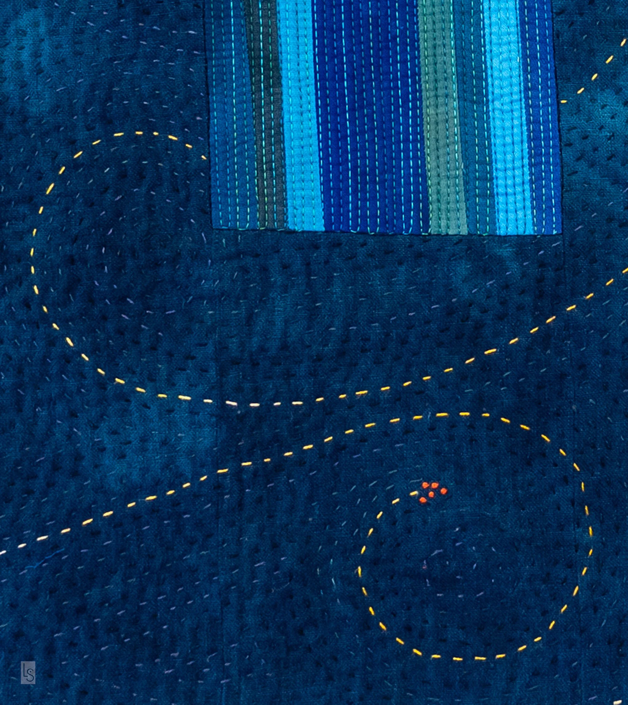 Greener Pastures (detail) • 26.5 x 19" • cotton, hand-dyed linen  • 2026 • $500 