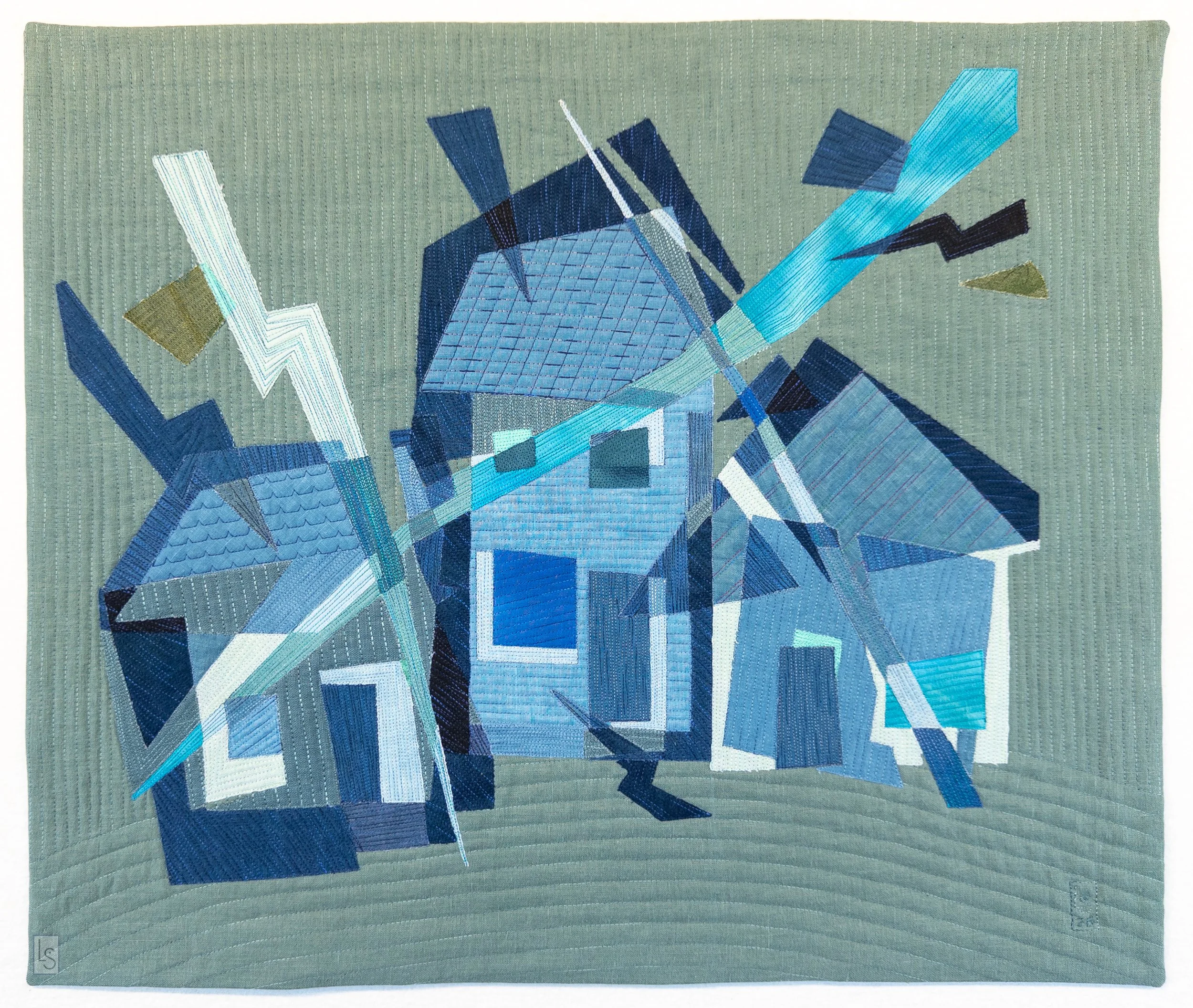 Art quilt "Indigo Storm"