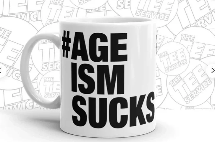 Ceramic mug (solid text), $14