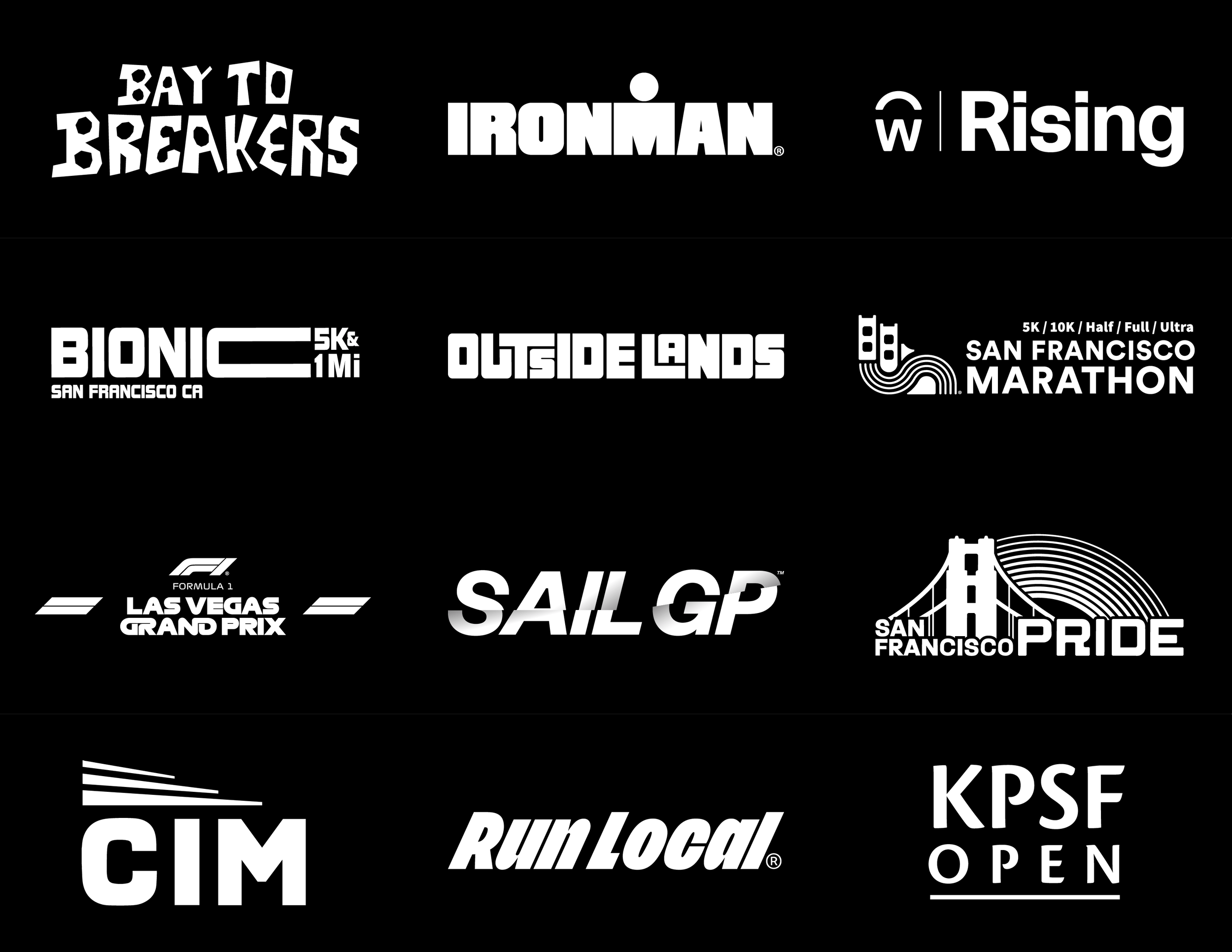 a black background with our event client logos aligned in a grid pattern