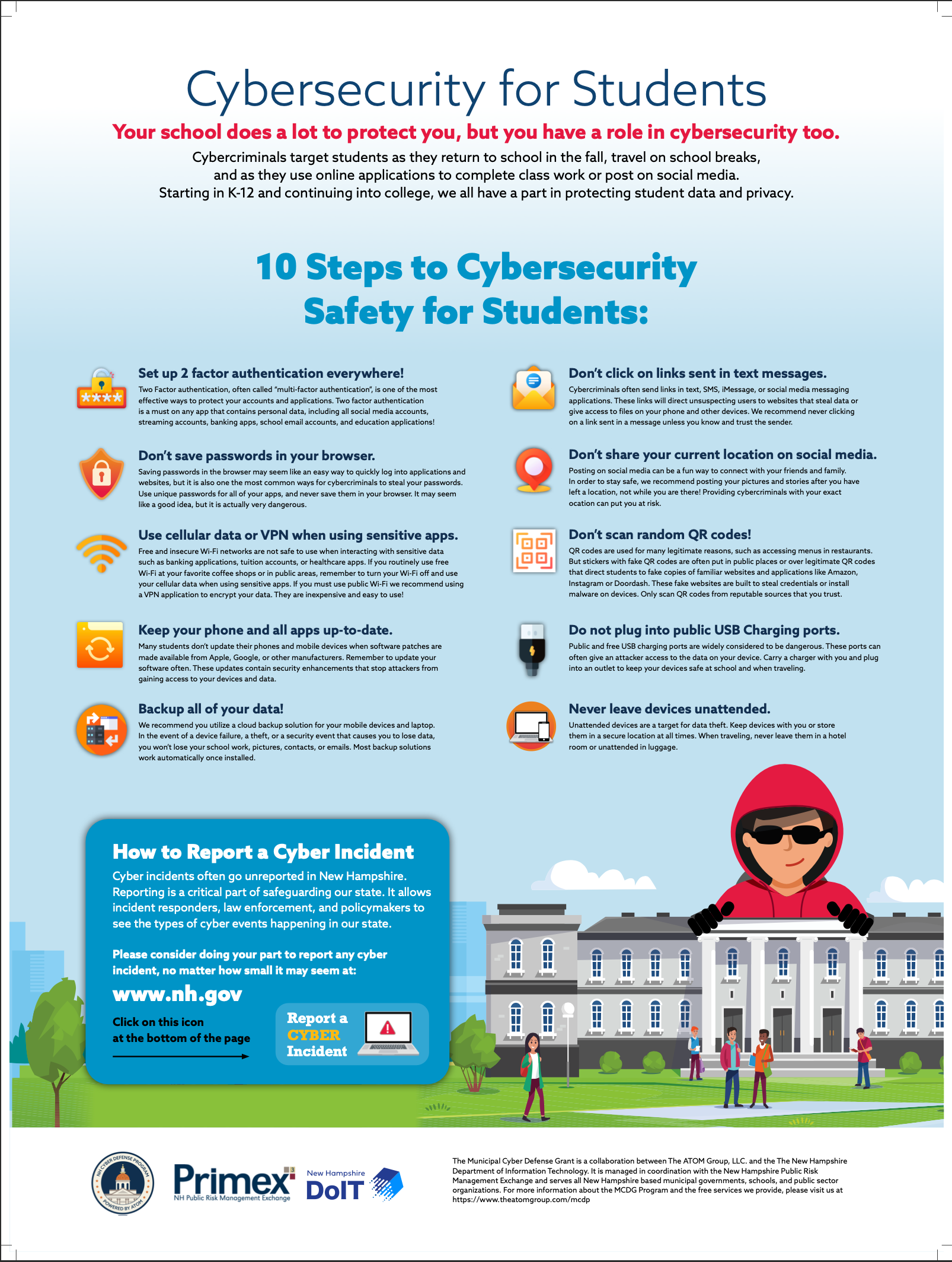 A Poster about Cybersecurity for Students in New Hampshire.