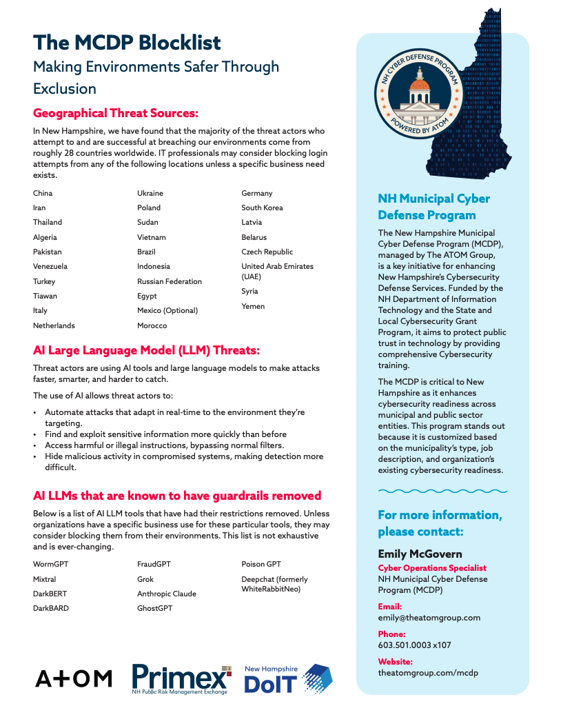 MCDP Geographical and AI Suggested Block List