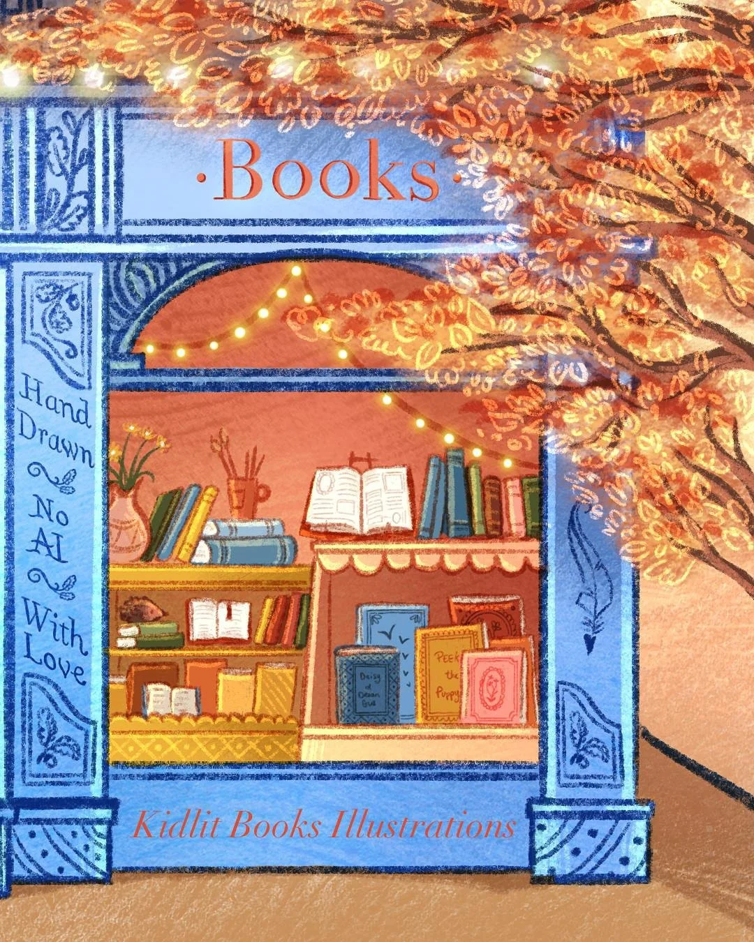 ✨ Welcome to my little book shop ✨
I often think of my business as a shop. Not a busy high street shop, but a cosy, round-the-corner kind of place…
In my little shop there are books, of course! Because that’s what I do, illustrate stori