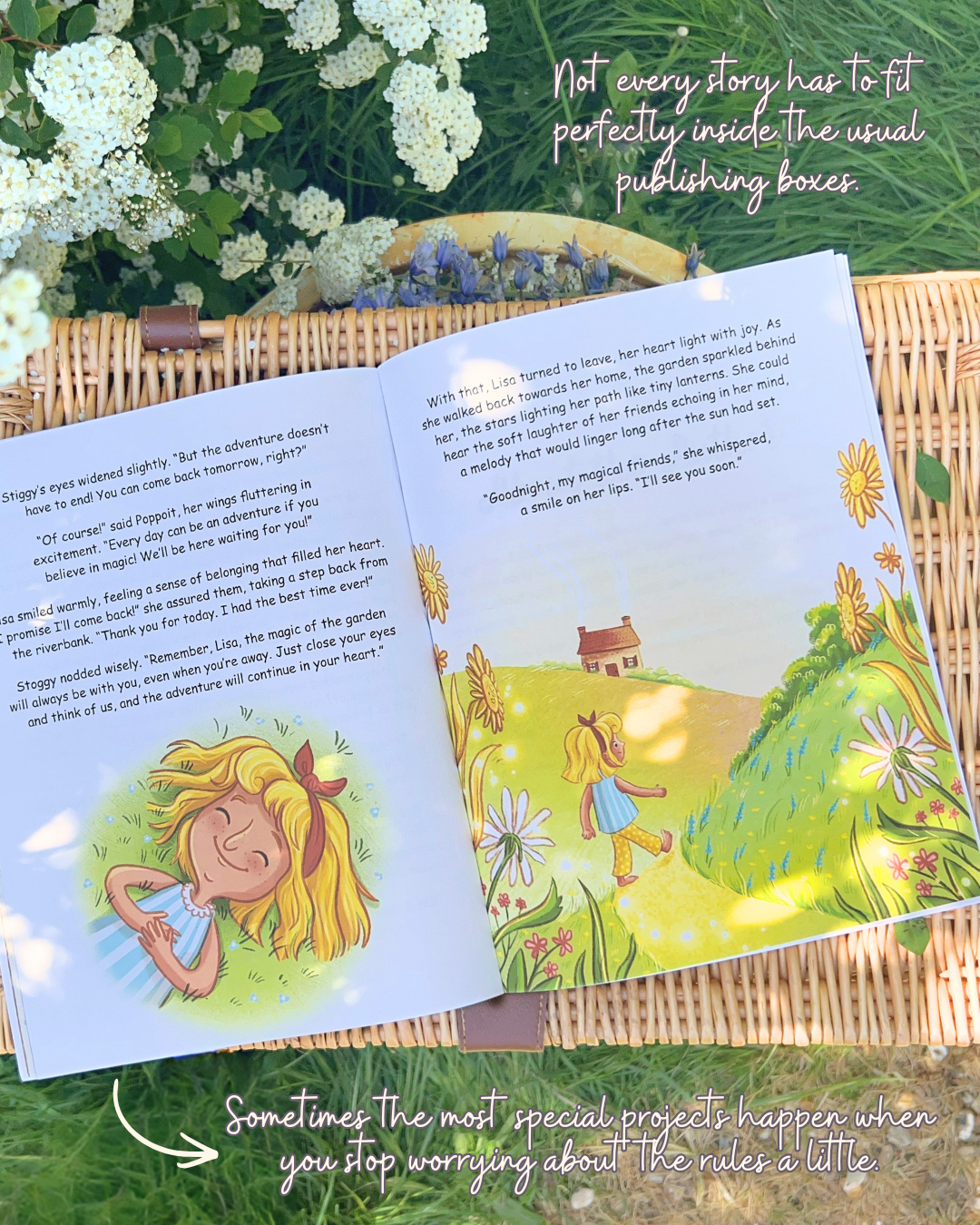 Dreamy children’s book illustration inspired by nostalgic summer memories, imaginative childhood adventures, and magical garden worlds.