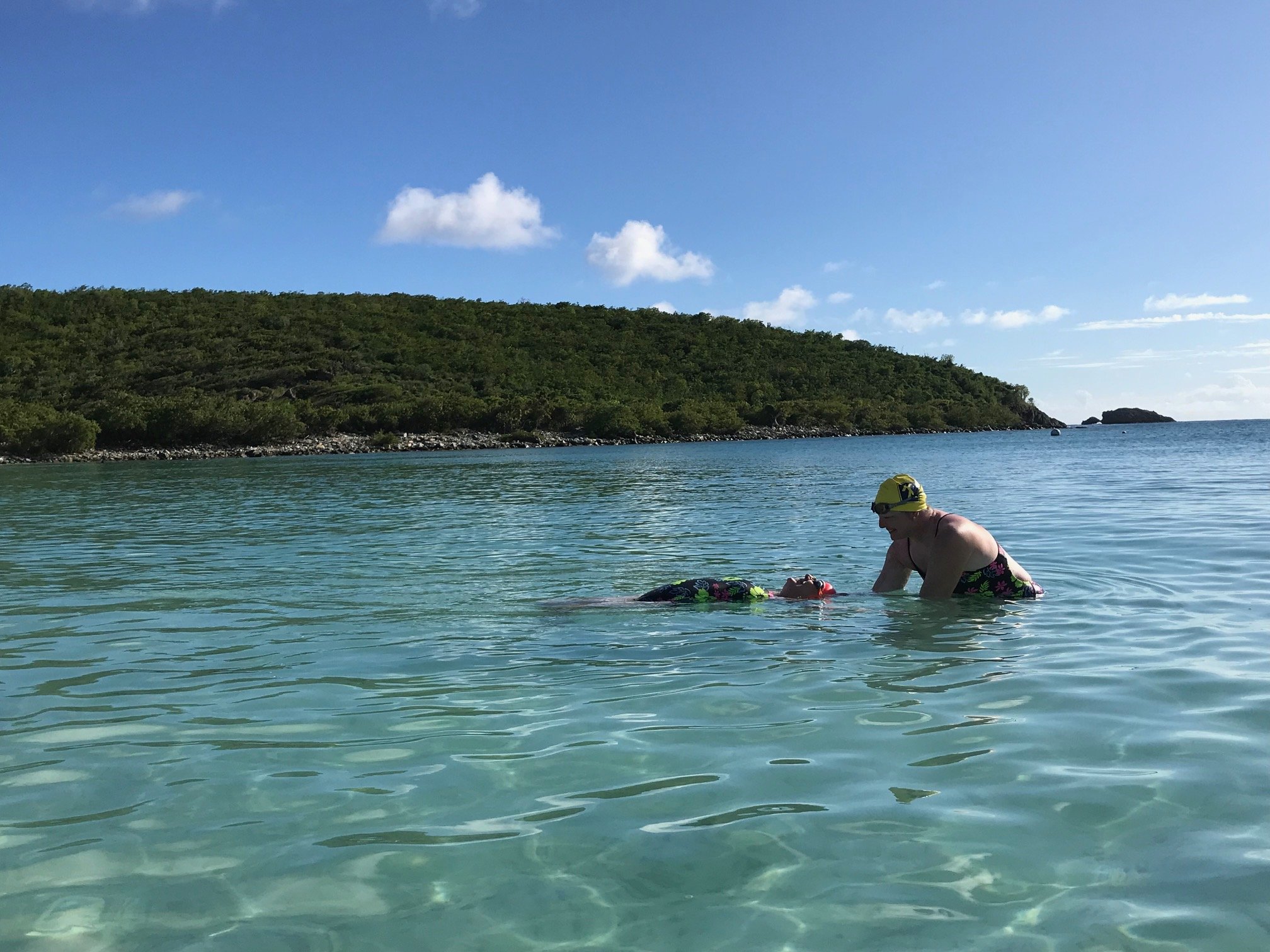 Coaching open water camp in St. John, February, 2023