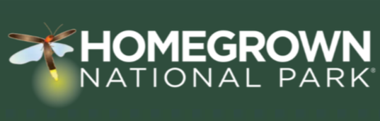 The words Homegrown Natural Park with a firefly logo