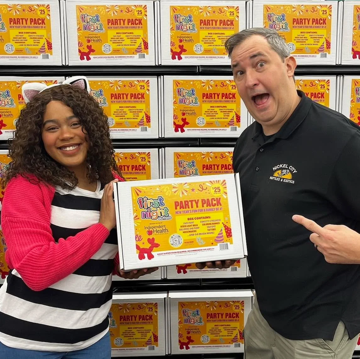 📣 We officially launched First Night Buffalo 2026 with our partners at @topsmarkets and a special visit from Gabby &amp; Jeff the Animal Guy!

We are here to make your 2026 celebration unforgettable, so grab a Party Pack for $25, and make sure you t