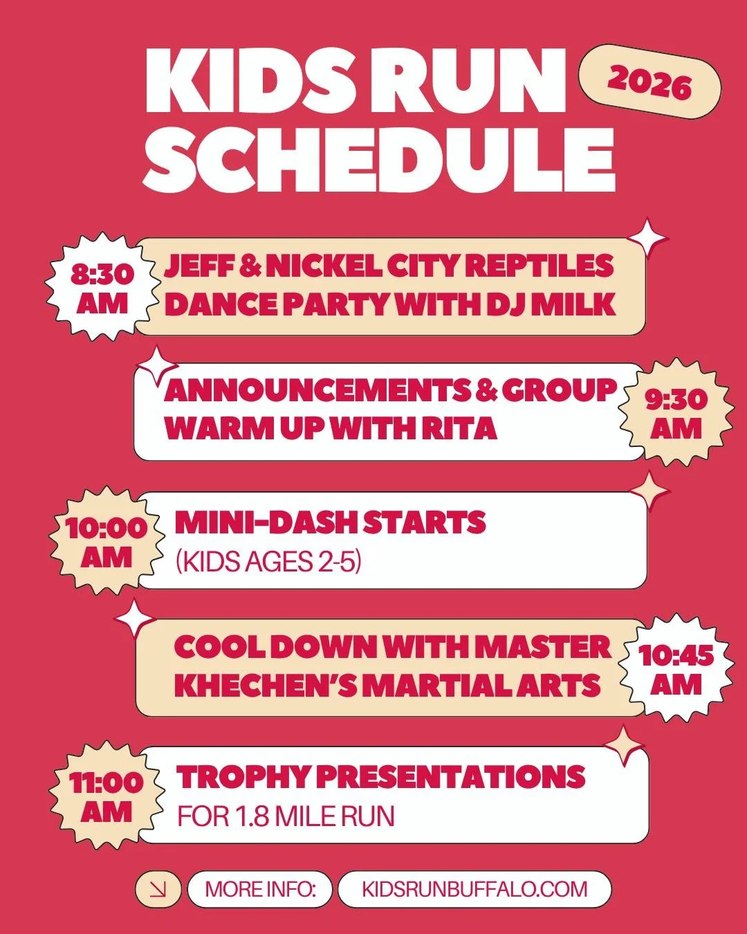 👟Kids Run is finally here and we hope you're just as excited as we are‼️
📋Check out our awesome line-up for tomorrow!😁🏅

For FAQ&rsquo;s and parking tips check out the link in our bio!