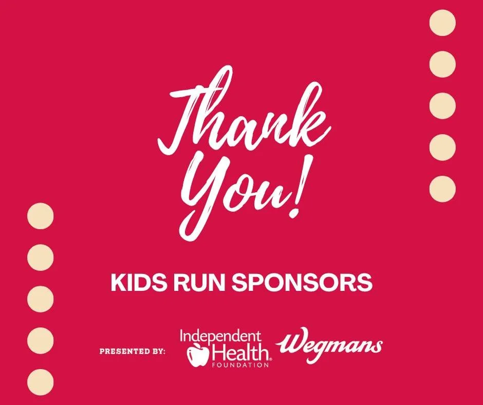 Sending a special thanks to the sponsors and vendors for contributing and being a part of Kids Run 2026!