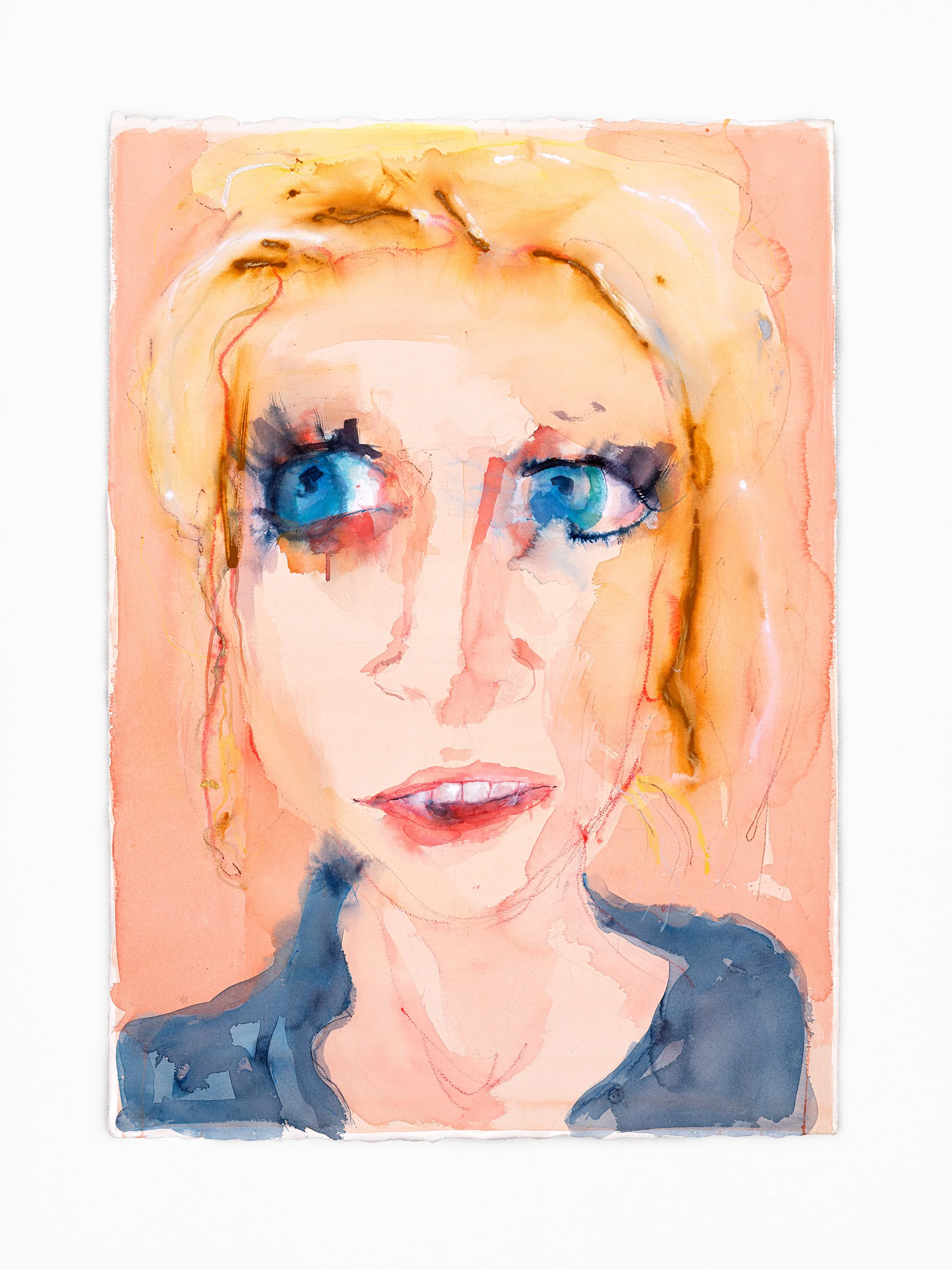 Kara (large), 30" x 42" watercolor, oil pastel, 2025