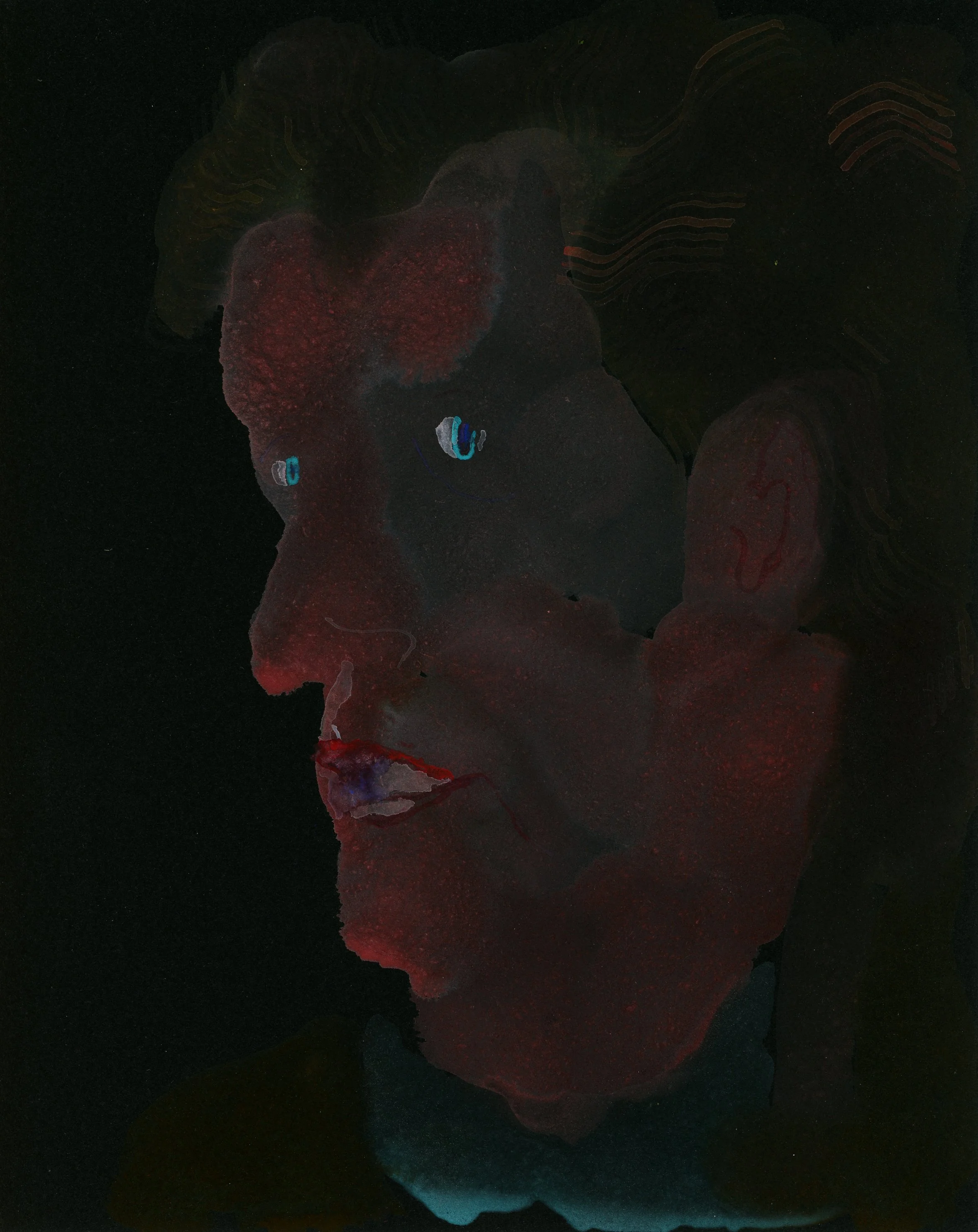 Michael, 9" x 12", watercolor on black paper, 2025