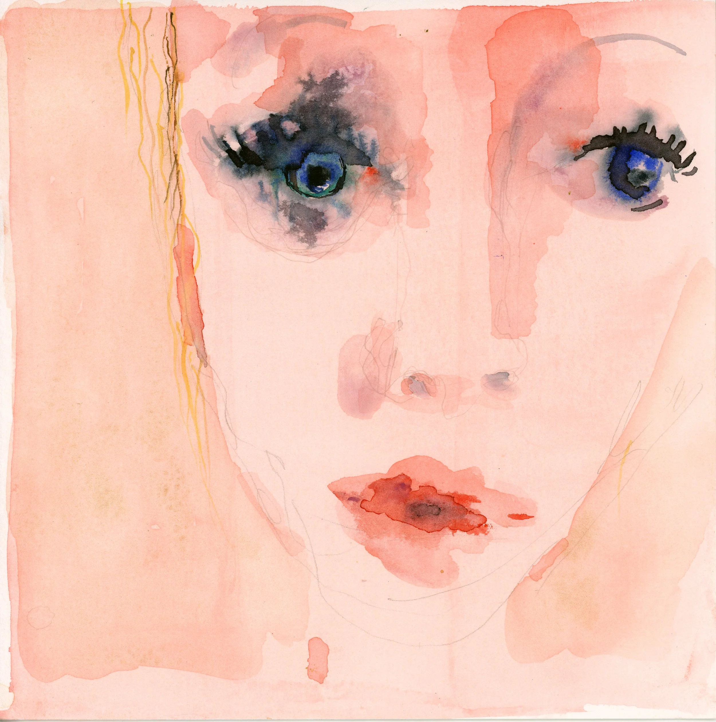 Kara, 8" x 8", 2025, watercolor, pencil