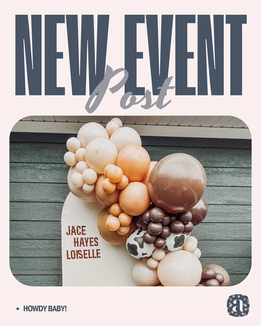 🐴✨ Howdy, little cowboy! We loved creating this country-chic setup featuring a warm-toned balloon arch and a custom paper banner to celebrate sweet baby Jace 🤎 From cow print details to rustic vibes, this one had all the charm of a backyard roundup