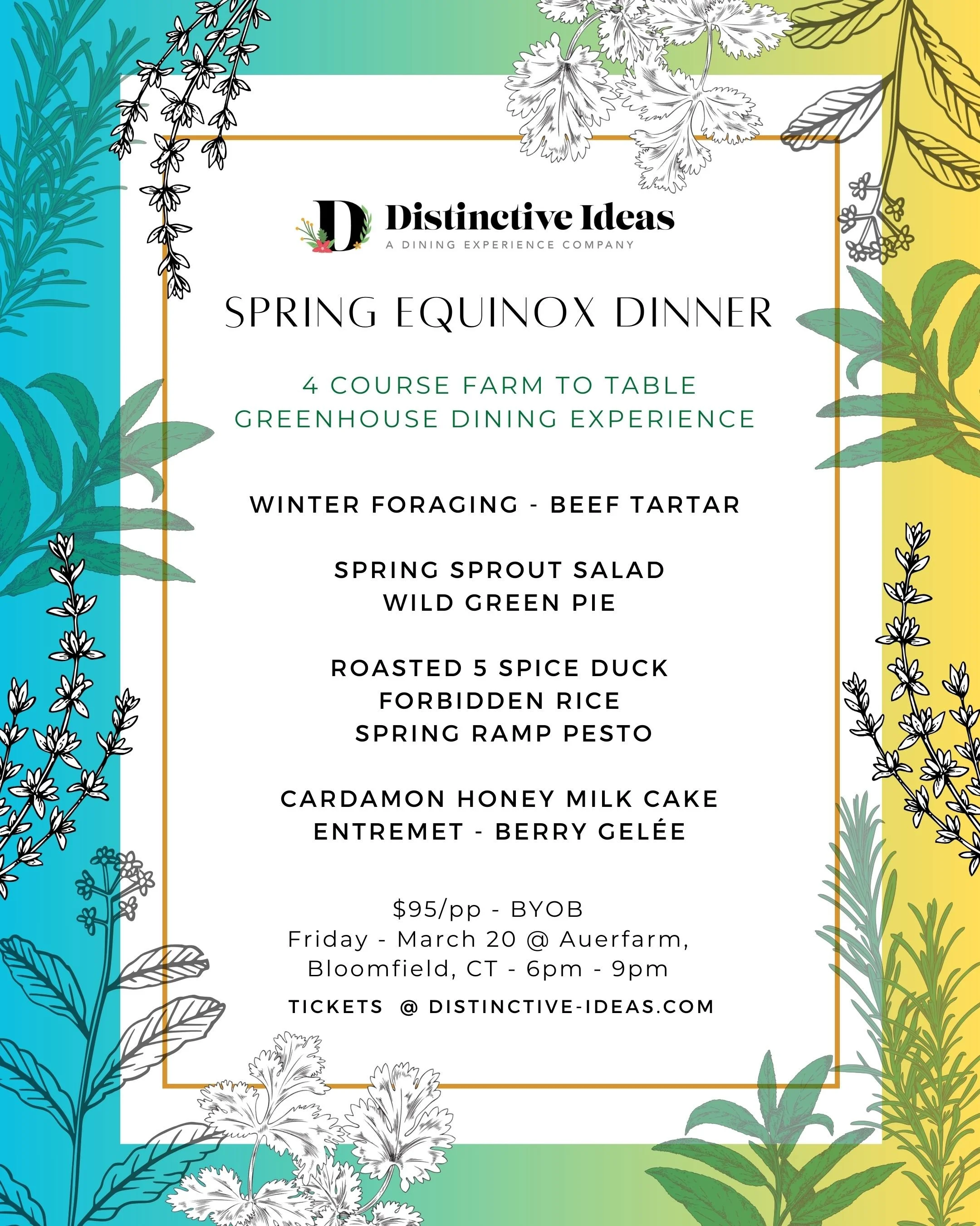 Spring Equinox Greenhouse Farm to Table Dinner
