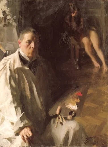 Anders Zorn, “Self Portrait With A Model”