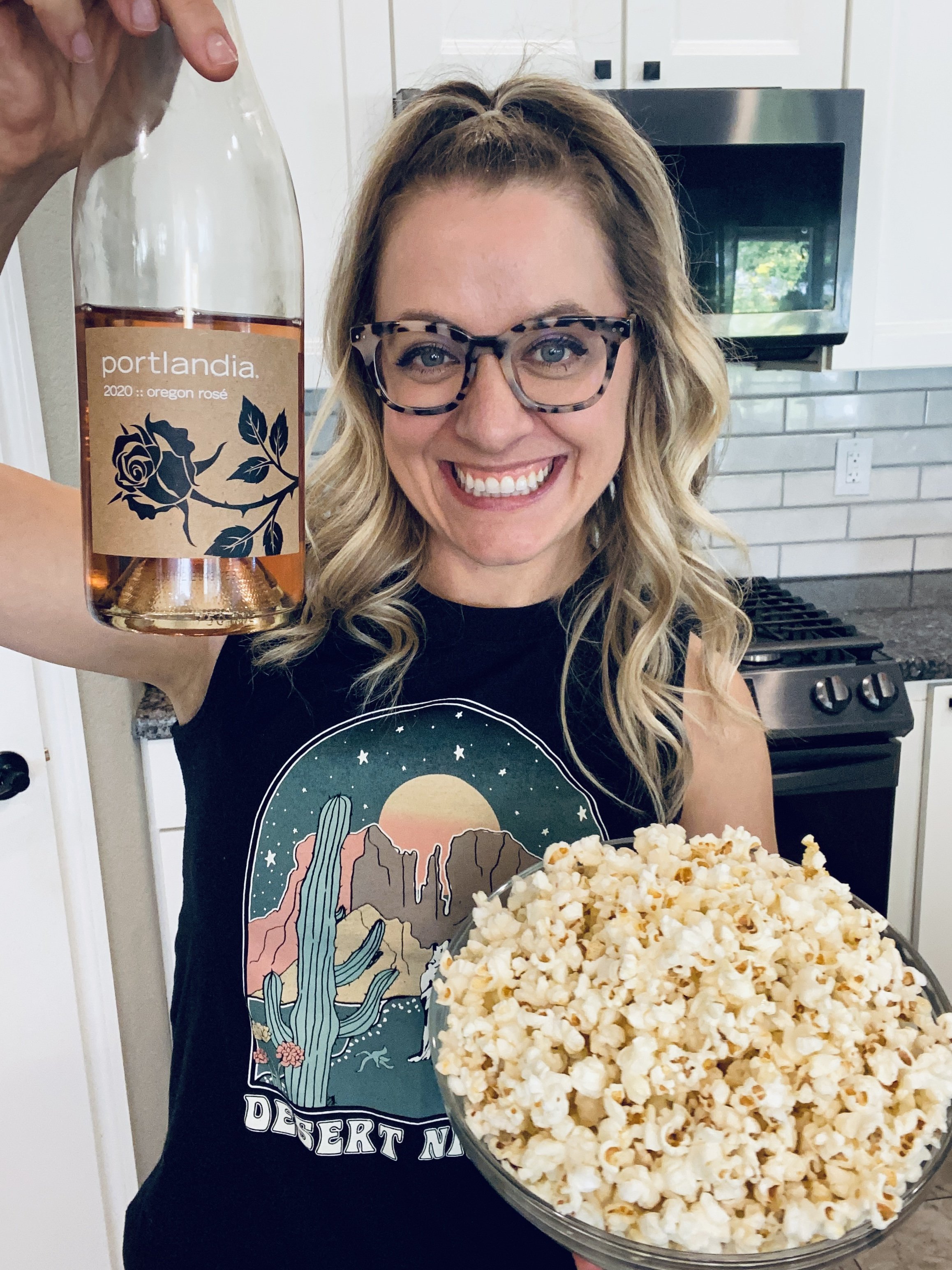 Homemade Kettle Corn and Rosé
