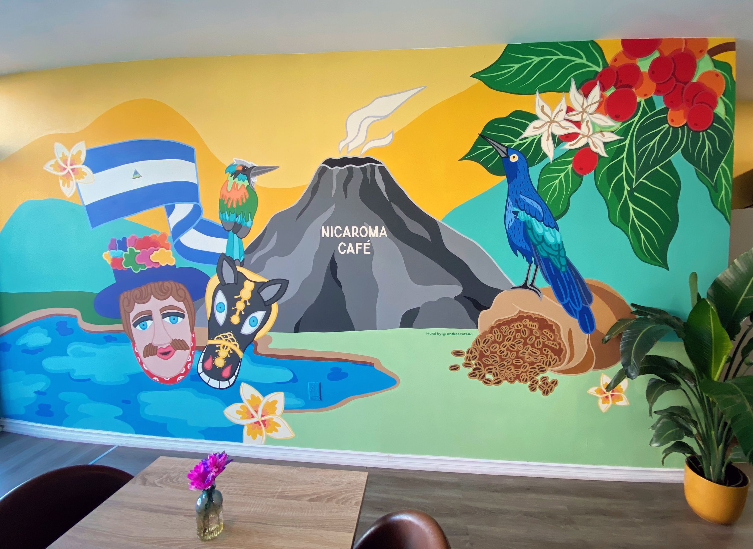 Nicaroma Café mural in Toronto by AndreaCataRo