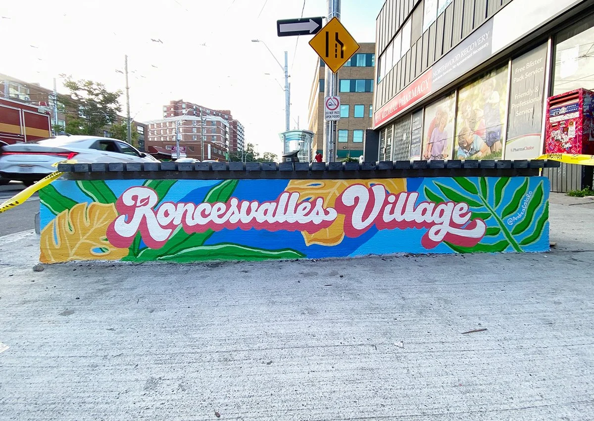 Public art in a Toronto neighbourhood reflecting community identity and culture