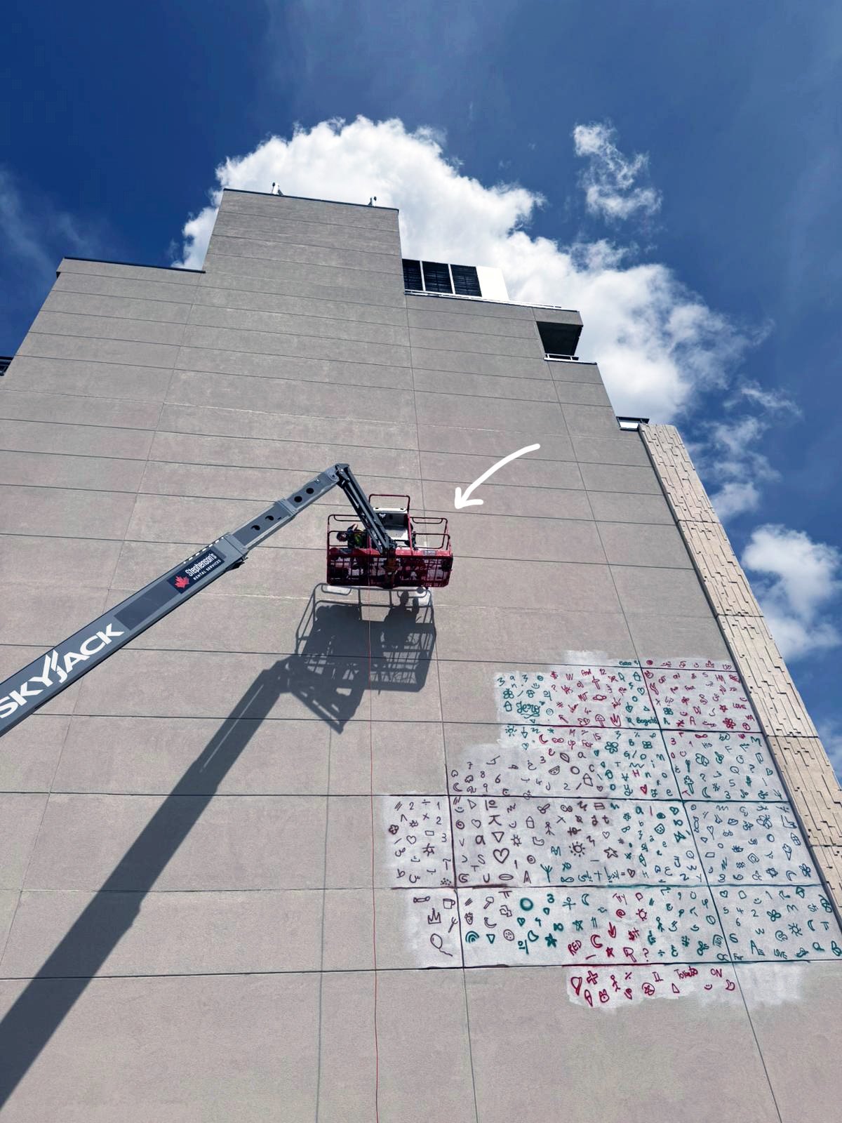 Large scale mural in Toronto showing wall size and access considerations.