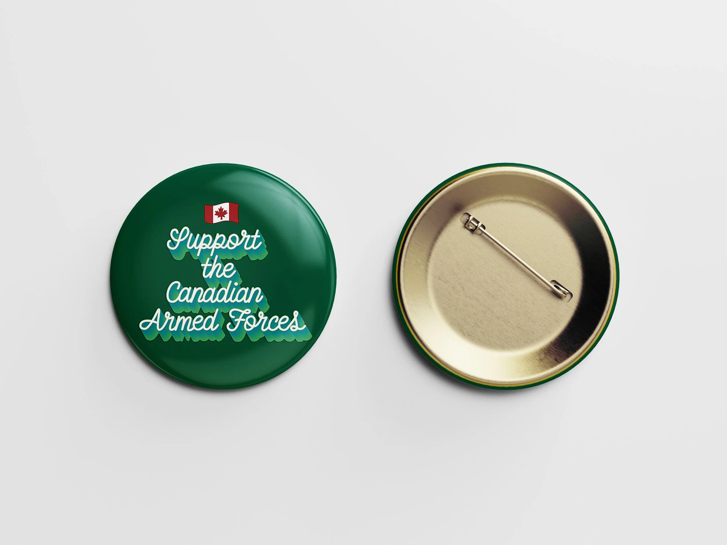 Support Canadian Armed Forces, Lettering, illustration work for SACK, Button