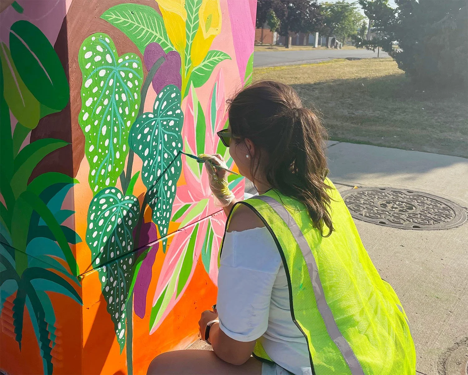 transformation of a mural by ANDREACATARO, showing how murals enhance business and public spaces in Toronto
