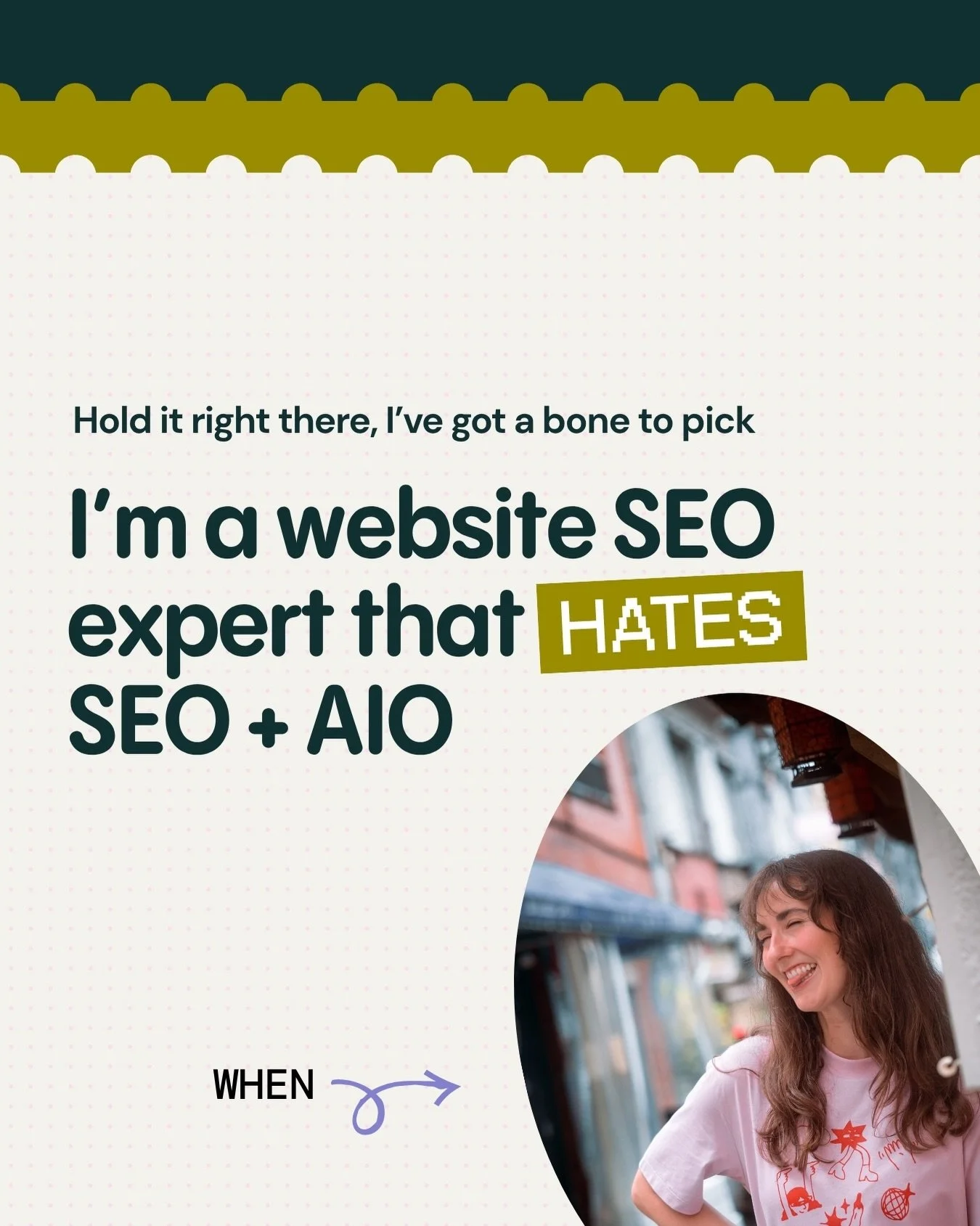 SEO gives me the ICK&hellip;

(Sometimes) because lbr, it&rsquo;s got a reputation problem. 

It&rsquo;s been overcomplicated by the marketing bros, overpromised, and tied to a lot of yucky, outdated tactics.

But in reality, SEO + AIO is pretty much