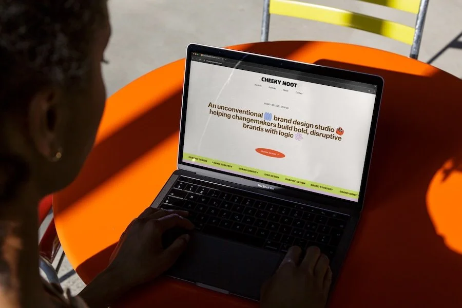 Desktop Squarespace web design shown on laptop