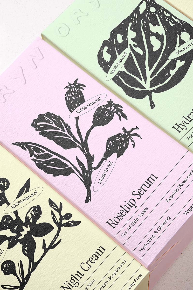 Natural skincare serum packaging design