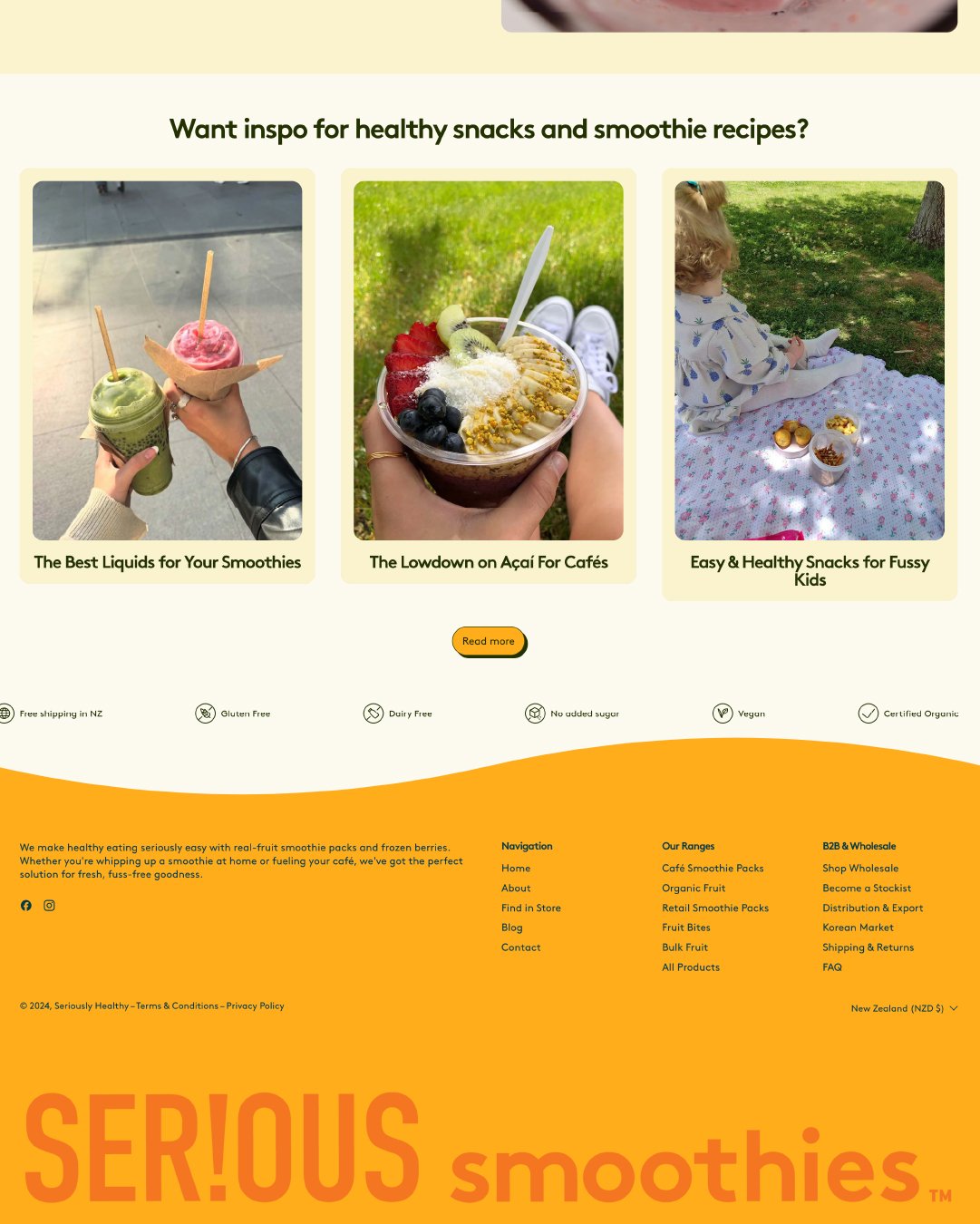 Creative footer design with internal links
