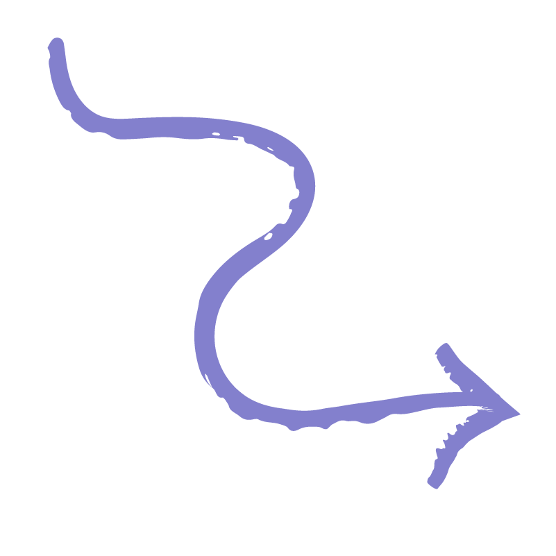Purple wavy arrow pointing right on white background.