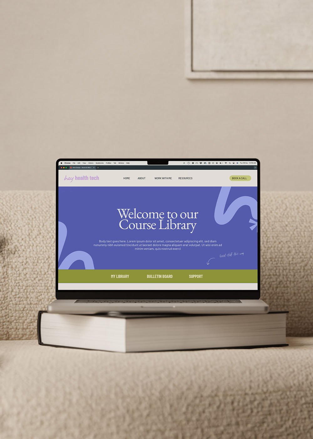 Web mockup for online course portal