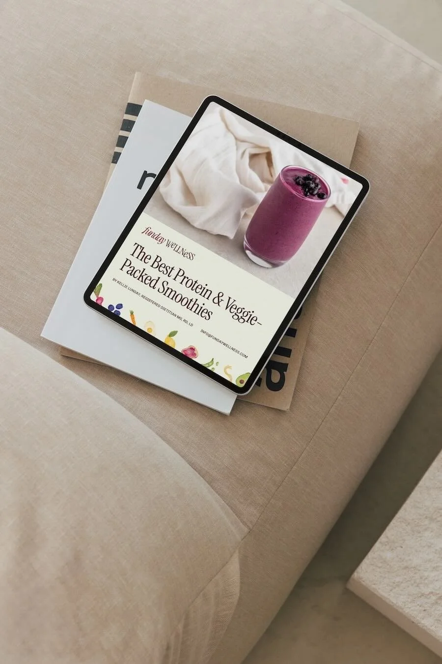Funday Wellness smoothie recipe lead magnet mockup, shown on tablet