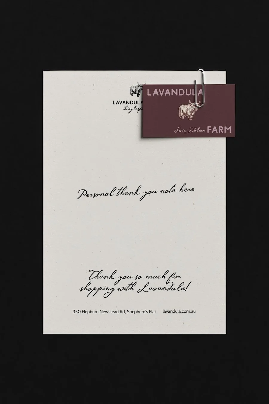 Lavandula Farm letter mockup