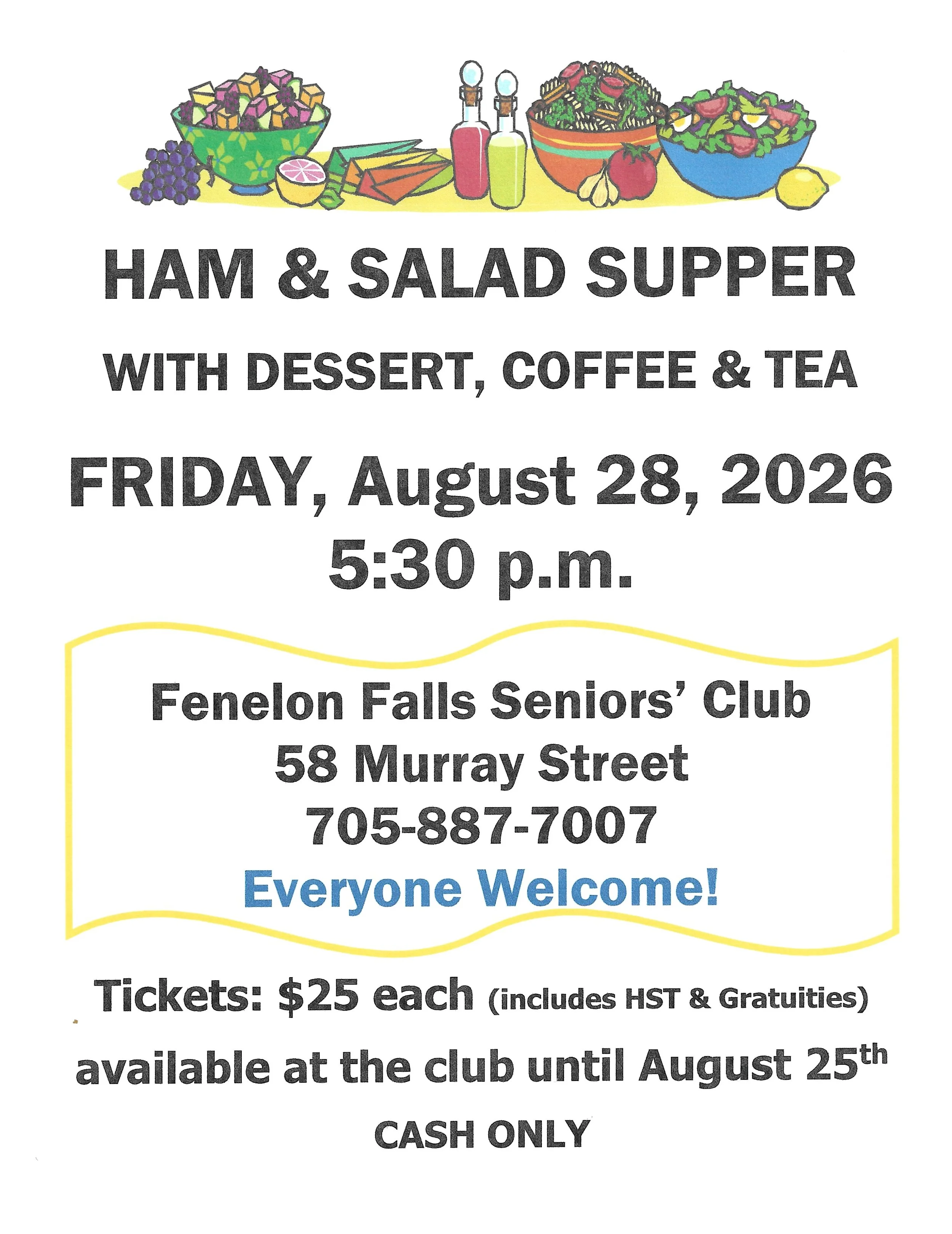 Ham &amp;Salad Supper August 28th