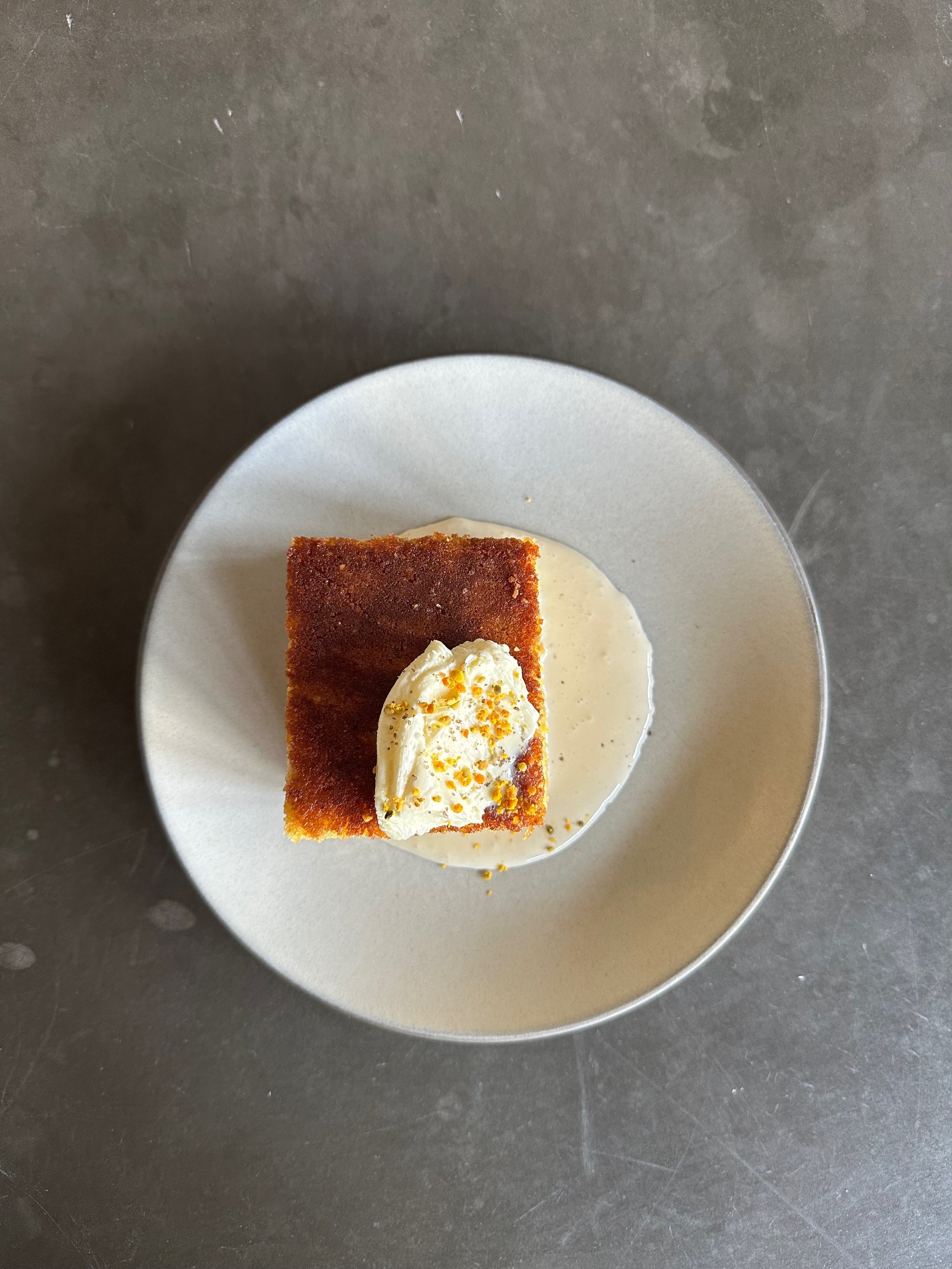 pickled shishito corn bread, cultured butter, whipped honey