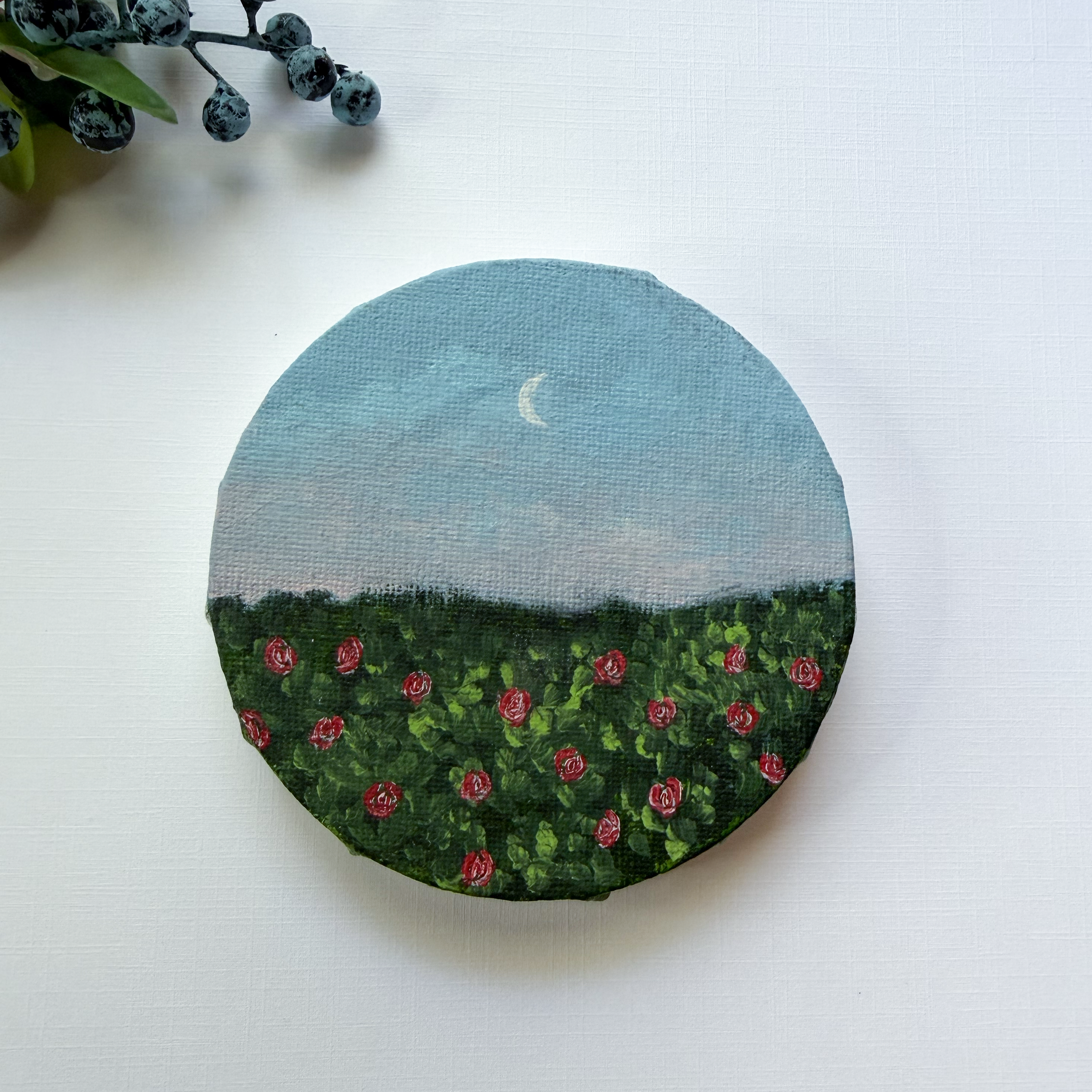 Rose Moon  4 x 4 - Original Painting