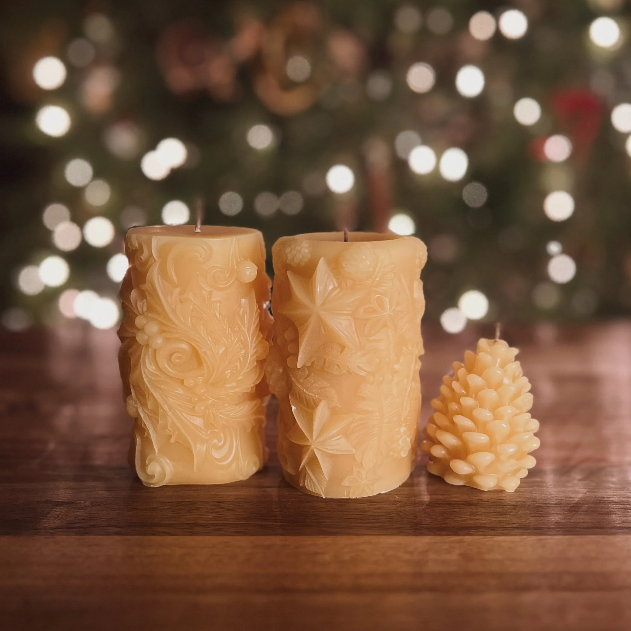 winter holiday • beeswax candle trio