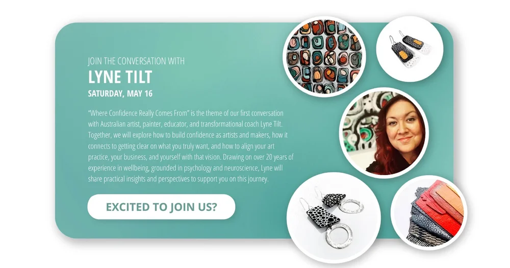Promotional graphic for a Lyne Tilt artist conversation