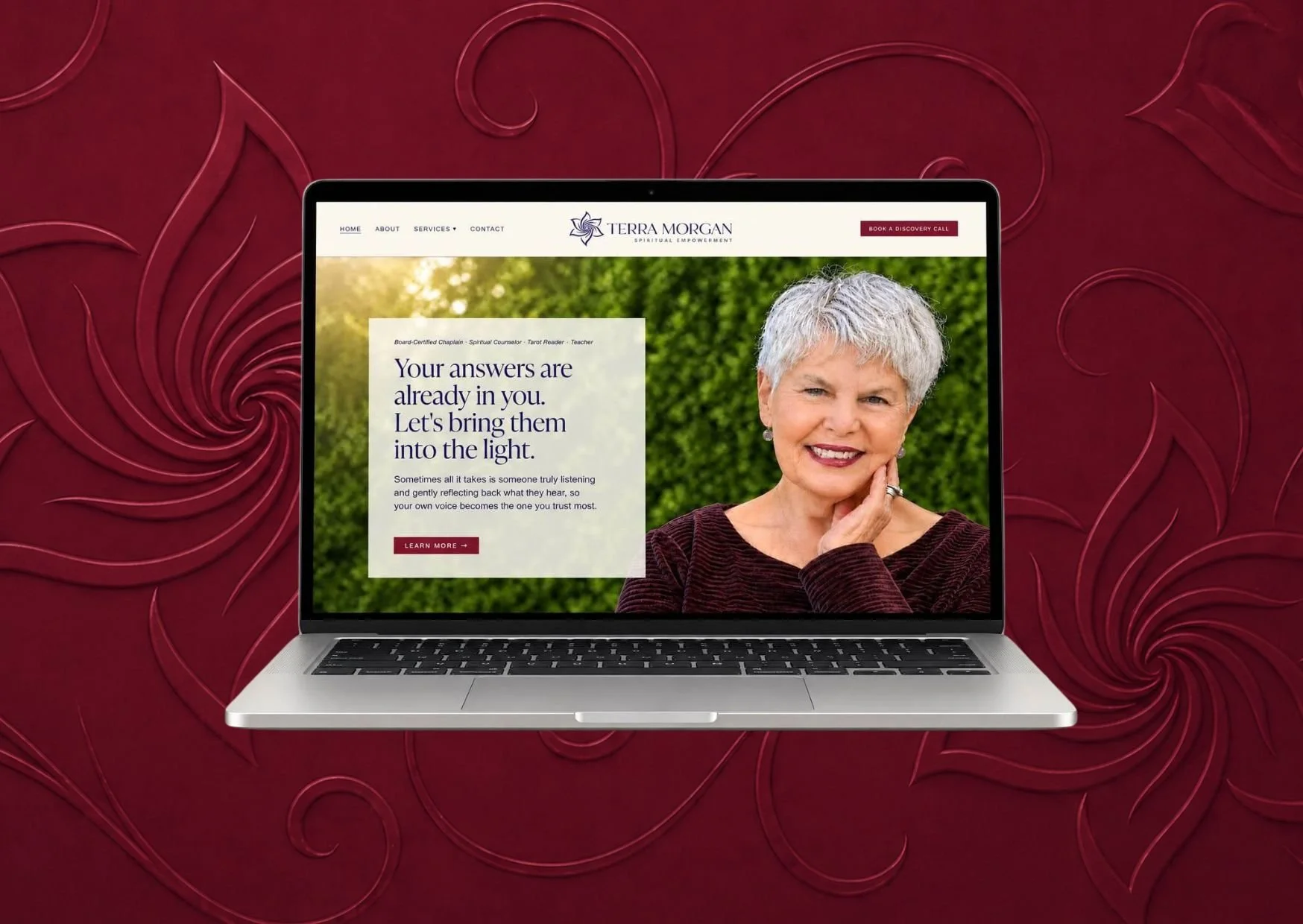 Terra Morgan homepage website mockup.
