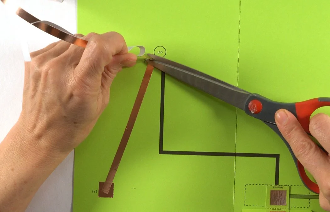 Cut the copper at the end of the diagram. Do NOT place it in the circle for the LED light.