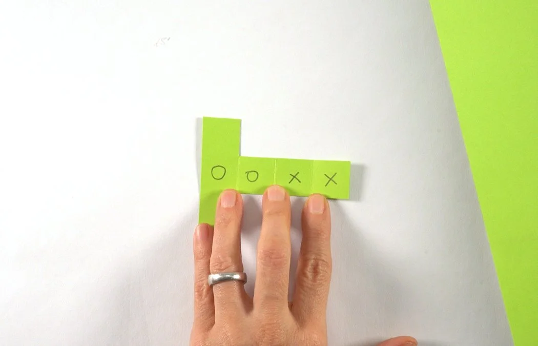 Flip your battery box over to see the blank side. Mark X's & O's as shown.