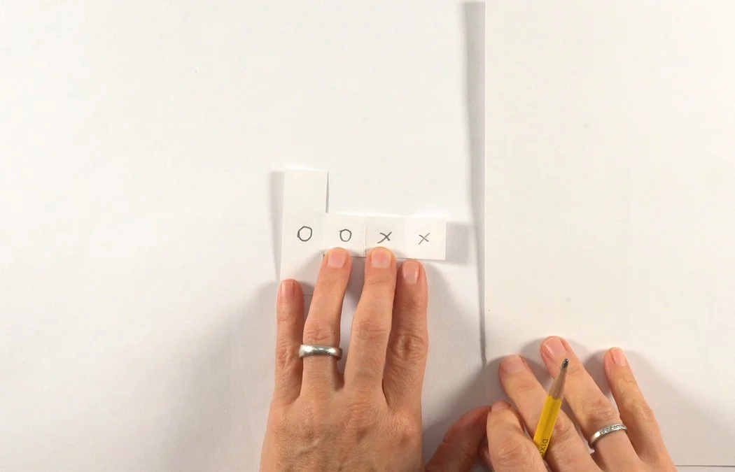 Flip your battery box over to see the blank side. Mark X's & O's as shown.