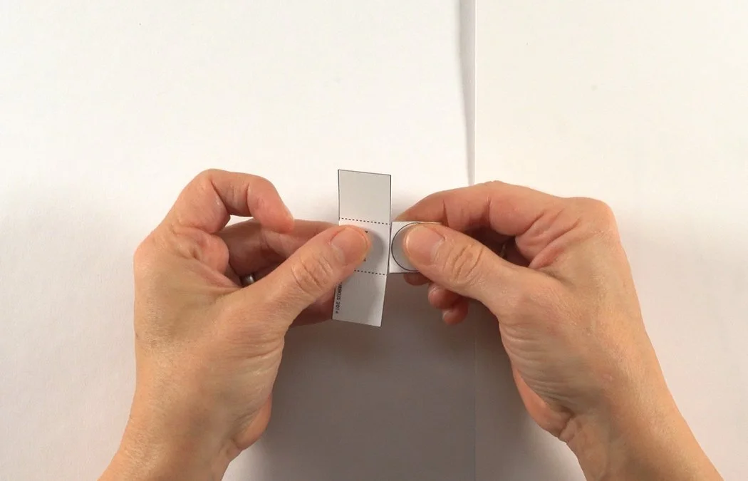 Fold the T-tab over to glue O to O.