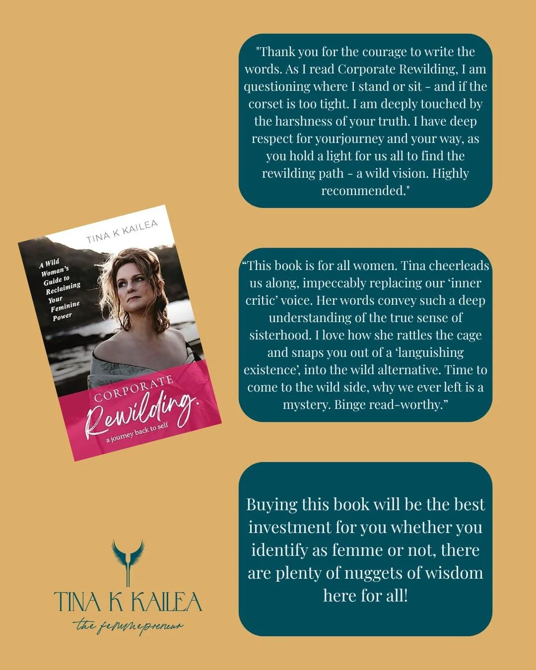 When Sarah first picked up a copy of Corporate Rewilding, she was on the edge of burnout and she didn't know it. Successful on the outside but disconnected within.
Through Tina's story and practices in the book, she began to recognize her symptoms an