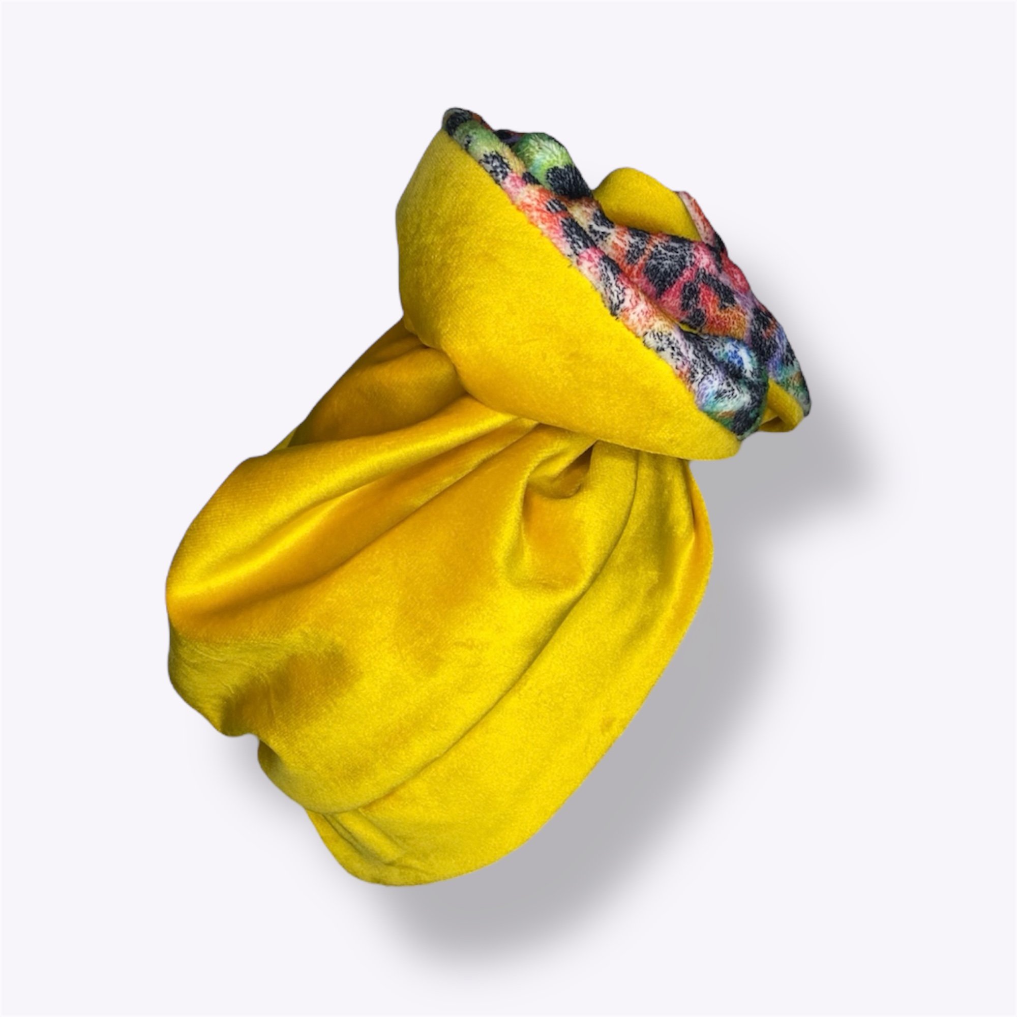 Yellow and Rainbow Leopard Cosy Turban