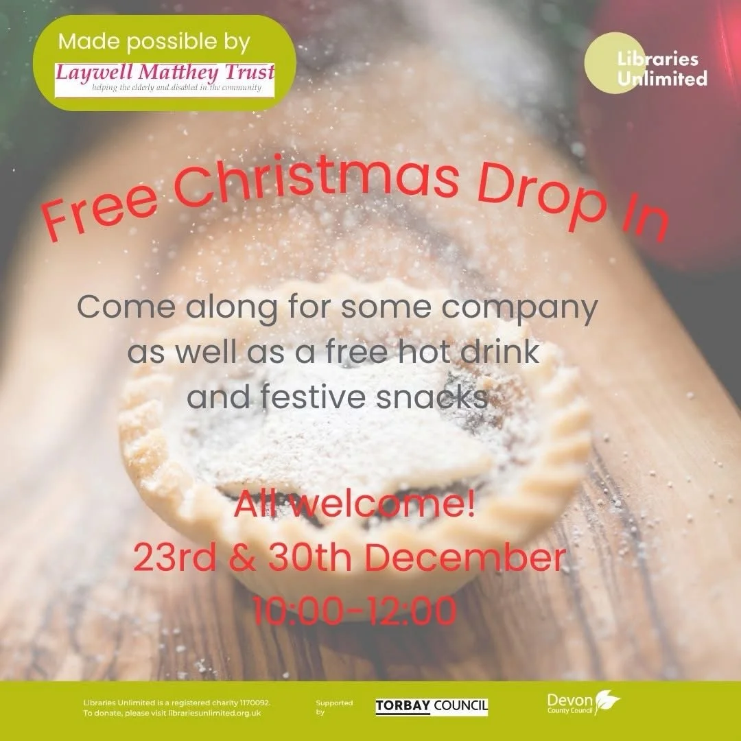 Are you in the Brixham Area? There is a free drop in at Brixham Library which includes a hot drink and a festive snack! Anytime between 10am-12pm on Tuesday 23rd &amp; 30th December. All welcome!🎄☕️

@brixhamlibrary 

#brixhamactivities #southdevon 